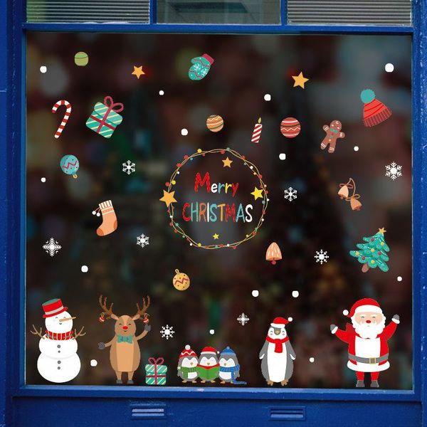 

wall stickers christmas window diy home decoration windows white snowflakes merry clings decal removable