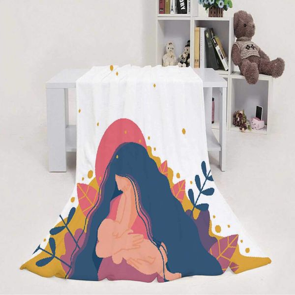 

mother breastfeeding her newborn baby.flat design of concept,flannel fleece throw blanket, weight super soft cozy pbed blanket