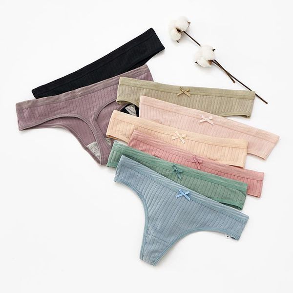 

women's panties cotton thong g-string female underwear seamless underpants low waist solid lingerie fashion comfort women t-pants, Black;pink