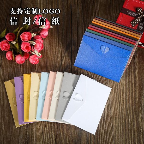 

retro art small fresh love buckle envelope bag creative letter card cowhide pearl paper bronzing customization gift wrap