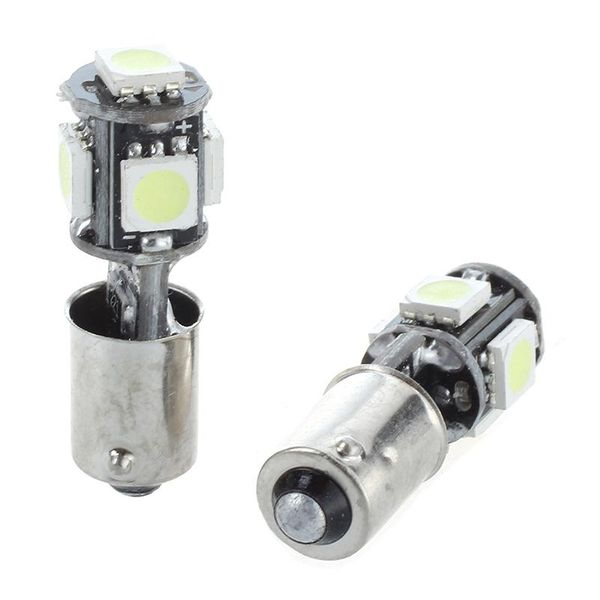 

car headlights 2x bulb 5 led smd ba9s h6w t4w white anti odb error code lamp