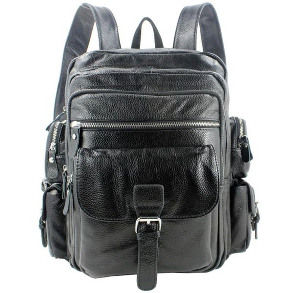

backpack 2021 fashion men's genuine leather men backpacks travel male rucksack bag school mochila black
