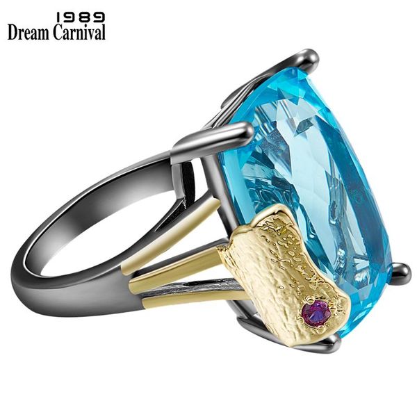 

wedding rings dreamcarnival1989 we give u a different look blue solitaire ring for women big zircon jewelry party must have wa11905gun, Slivery;golden