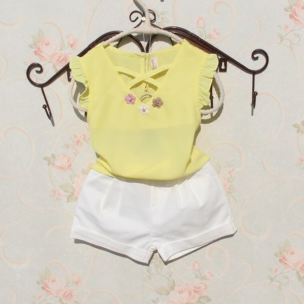 

2021 summer new girls' clothes korean fashion chiffon suit baby children, White