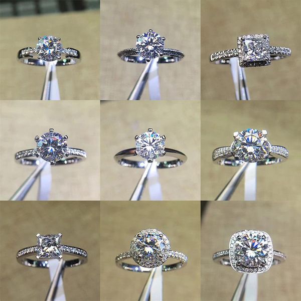 

cluster rings wedding for women many style cubic zirconia stone white gold color trendy jewelry bridal engagement ring drop, Golden;silver