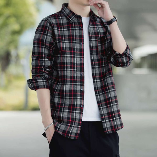 

men's casual shirts shirt korean plaid casual young men's fashion large size versatile and handsome sk92 mb1p, White;black