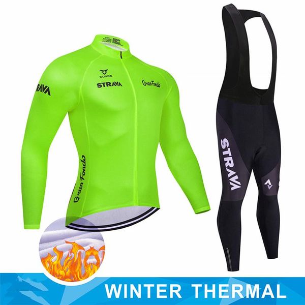 

racing sets strava winter cycling set 2022 pro long sleeve jersey suit keep warm bicycle race bib tights downhill mtb uniform, Black;blue