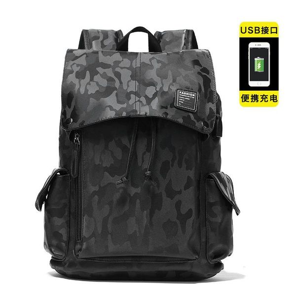 

backpack fashion camou luxury black pu leather men school bag plecak jongens mannen skorzany mochila hombre impermeable antirobo