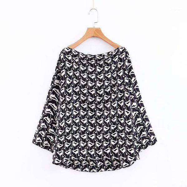 

women's blouses & shirts xz35-1952 european and american fashion wind printed blouse, White