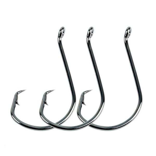 

carbon steel fishhooks lure with ring hole sharp barbed hooks fishing tackle carp sea accessories