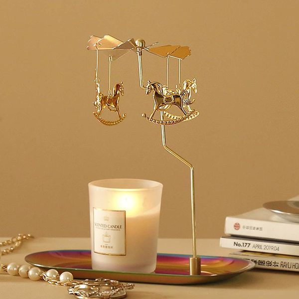 

candle holders snowflake deer fairy rotating candlestick tealight holder tray romantic without candles