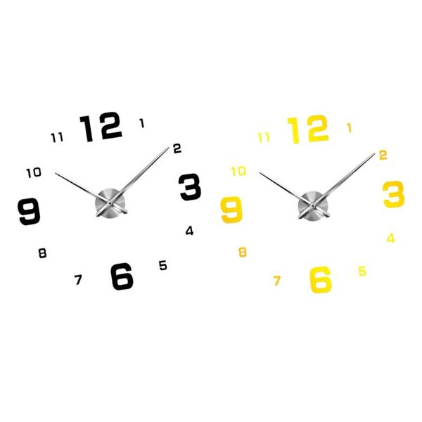 

wall clocks diy clock 3d acrylic sticker kit home -arabic numerals - golden