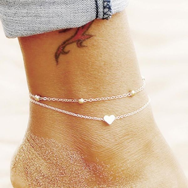 

anklets simple heart female barefoot sandals foot jewelry leg on ankle bracelets for women chain, Red;blue