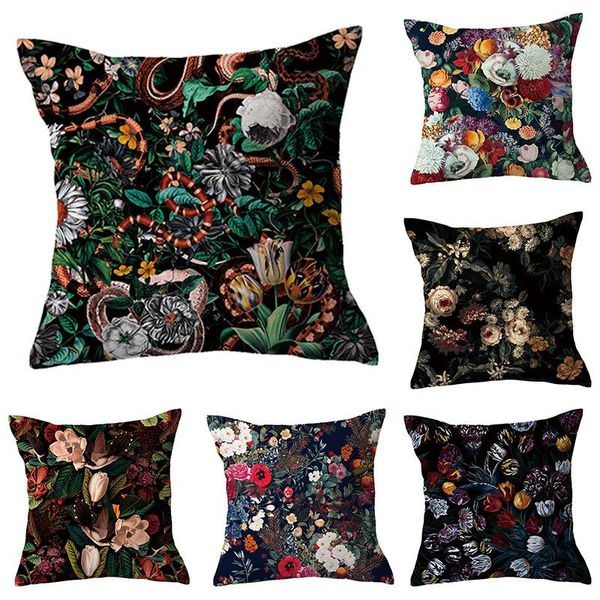 

cushion/decorative pillow dark rose flower plant series cover home sofa back cushion throw case pillowcase for bedroom decorative