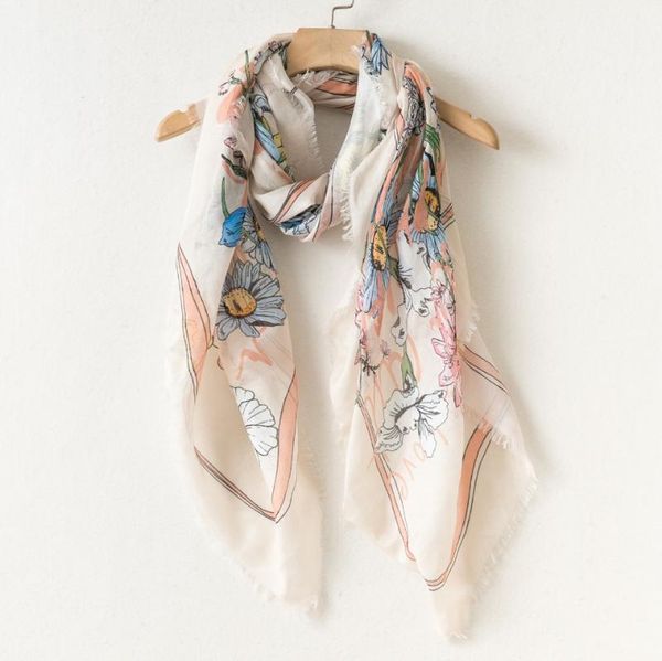 

scarves four seasons available styles modal cotton printed pattern scarf women square, Blue;gray