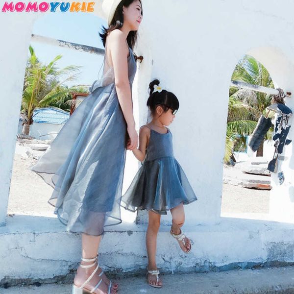 

family matching clothes backless mommy and me family look dress matching family outfits mum mama and daughter dresses 210713, Blue