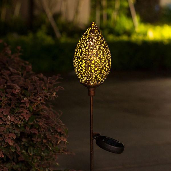 

ground insert water drop shape led lawn light decorative iron art solar lamp garden backyard ip65 waterproof outdoor lighting lamps