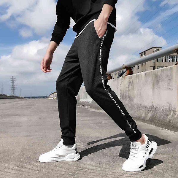 

mens summer pant large size elastic waist band fashion stretch sweatpant print streetwear jogger plus big 8xl black trouser male 210518