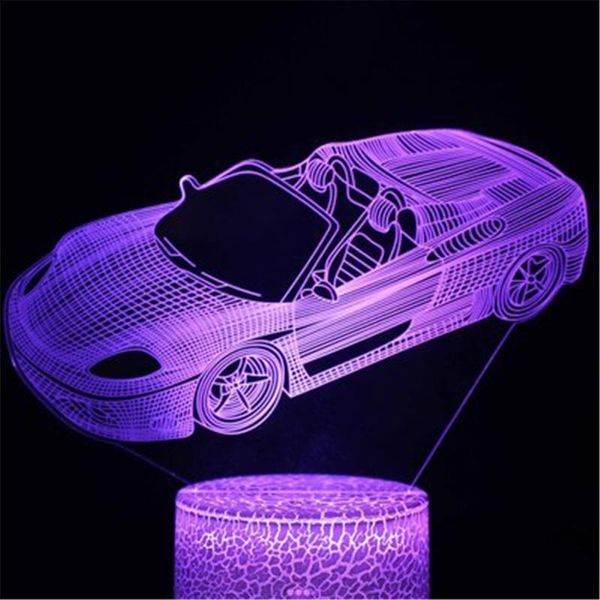 

night lights 3d car lamp led illusion light for kids xmas holiday gifts 16 colors with remote acrylic touch room decor