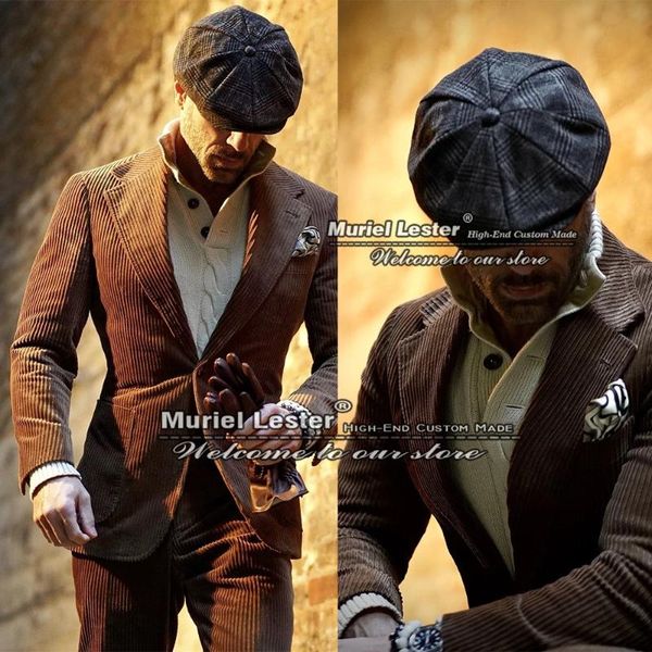 

men's suits & blazers last design brown corduroy wedding for men 2 buttons jacket+pants groom wear blazer custom made casual set costum, White;black