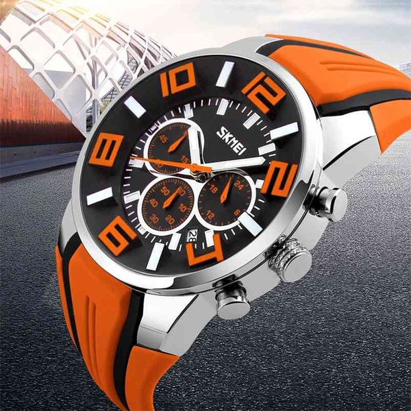 

watches men luxury brand skmei chronograph men sports watches waterproof male clock quartz men's watch reloj hombre 210804, Slivery;brown