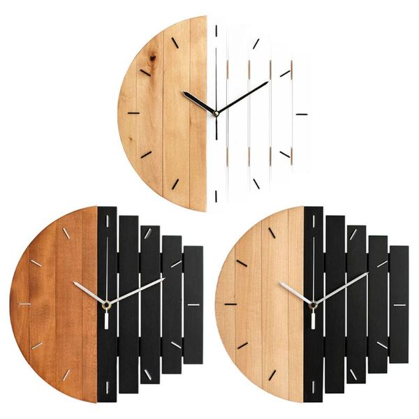 

wall clocks 12-inch clock wooden silent quartz bedroom living room cafe decoration