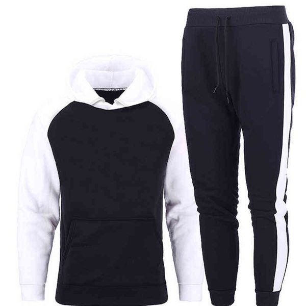 Os conjuntos dos homens Hoodies + Calças Fleece Tracksuites Sólidos Pullovers Jaquetas Sweatershirts Sweatpants Oversized Capeted Streetwear Outfits G1217