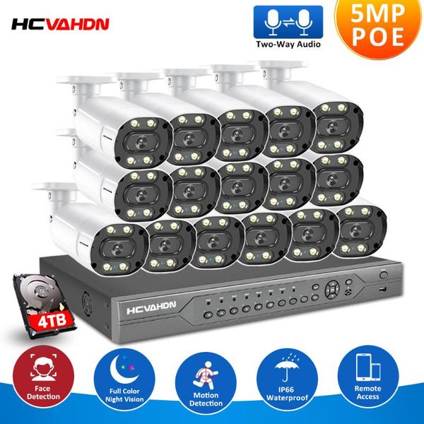 

camera security system kit 16ch 5mp nvr 4k outdoor hd color night vision video surveillance ip set wireless kits