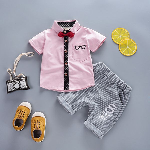 

boys set summer new baby clothes boy fashion short sleeve shirt + shorts sets 2 pieces children clothing suit, White