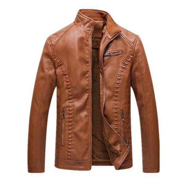 

men's fur & faux winter/autumn pu jackets coats leather men motorcycle clothing male casual thick 6xl, Black