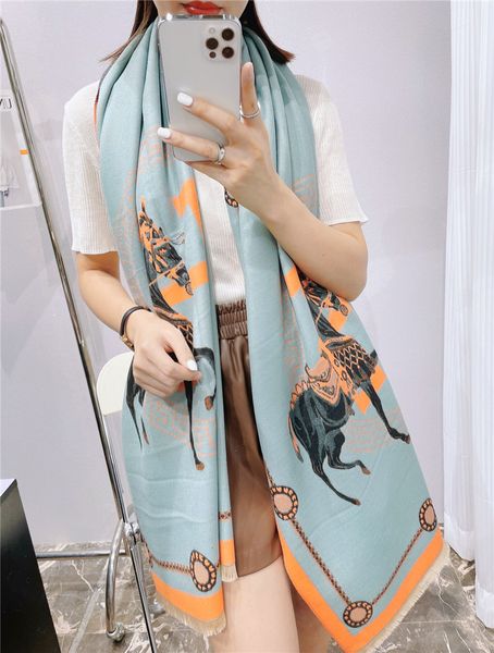 

luxury cashmere silk scarf fashion warm designer winter scarf 180*65cm brand letter print designer woman scarves, Blue;gray