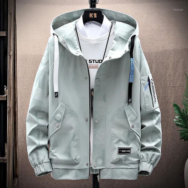 

men's jackets casual autumn cargo hooded jacket and coats youth streetwear spring hip hop zipper windbreaker tracksuit clothing, Black;brown