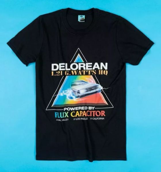 

official back to the future retro delorean black t-shirt, White;black