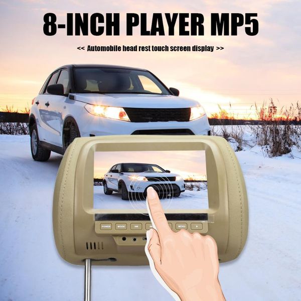 

car video 8 inch led touch screen headrest pillow monitor mp5 multimedia player with plug adapter support av usb tf input fm speakers