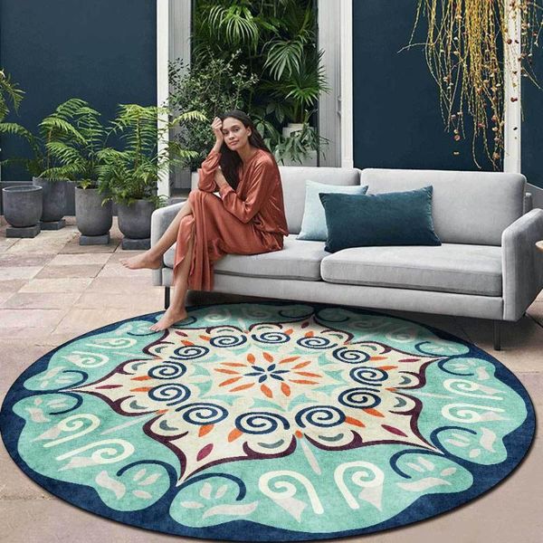 

carpets fashion american pattern splice blue round living room bedroom non-slip mat carpet custom