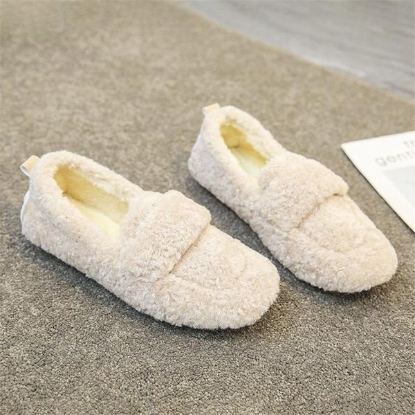 

slippers 2021 women winter house faux fur fashion warm shoes woman slip on flats female slides black pink cozy home furry