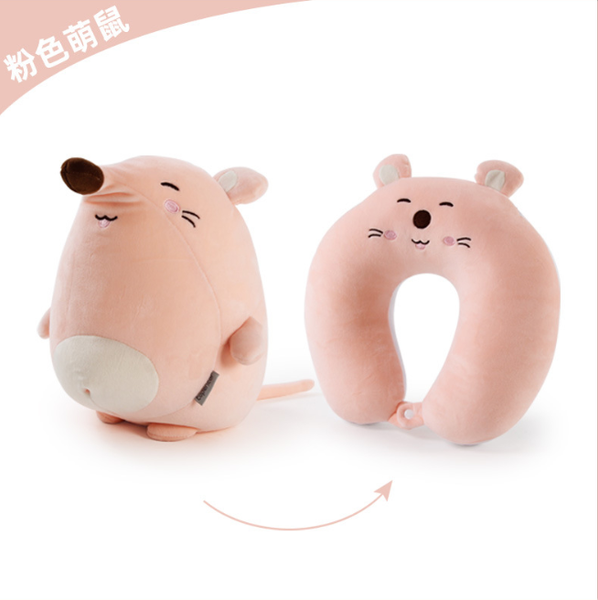 

hats, scarves & gloves sets 2021 chinese zodiac mouse shape u pillow cartoon particle deformation two in one or wedding gift pink, Blue;gray