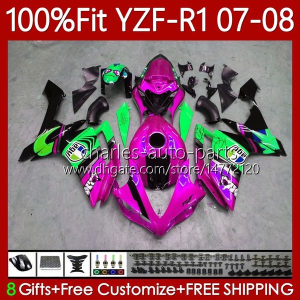 Kit de feiras OEM para Yamaha 100% caber yzf-r1 yzf1000 yzf r1 2007-2008 corpo 91No.170 tubarão rosa yzf-1000 yzf r 1 1000 cc yzfr1 07 08 1000cc 2007 2008