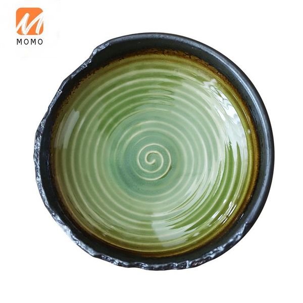 

ceramic tableware dark green vintage spin pattern bowl el creative sashimi sushi plate meal storage bottles & jars