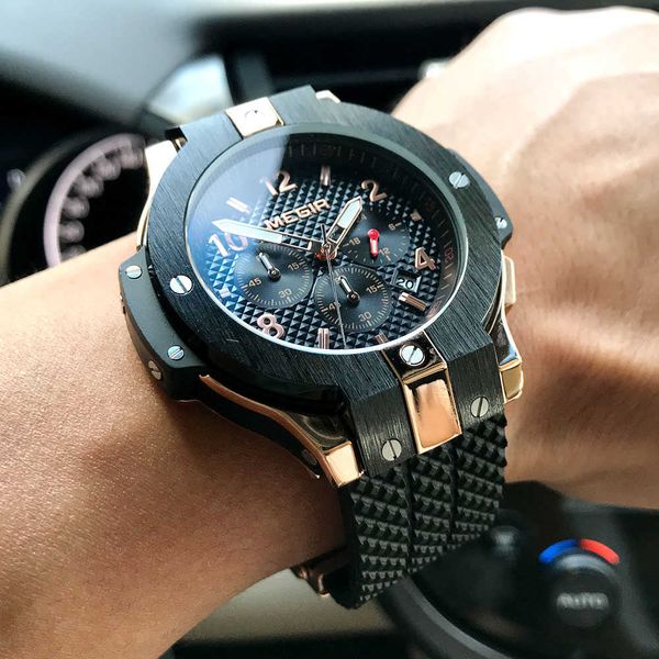 

army sports chronograph quartz wrist watches men black silicone military swatch clock man relogios masculino 2050g 210728, Slivery;brown