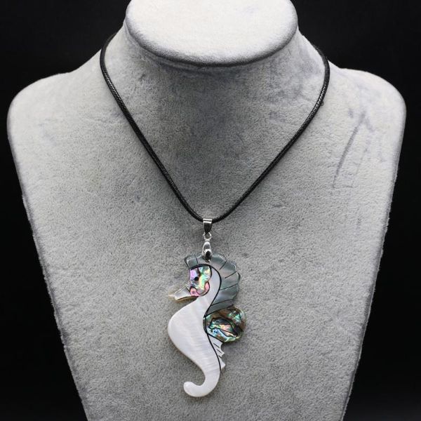 

pendant necklaces selling natural shell mother seahorse shaped trend necklace making diy jewelry accessories bracelet size 30x60mm, Silver