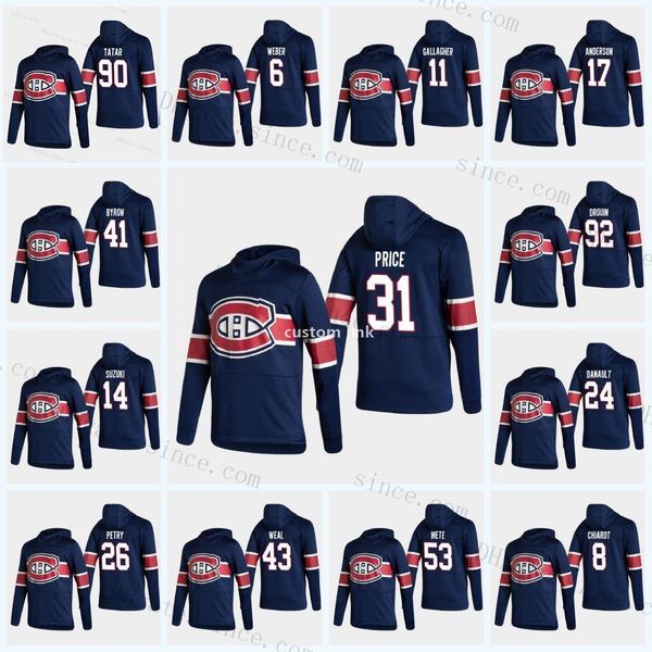 

montreal canadiens 2021 reverse retro hoodie carey price nick suzuki jesperi kotkaniemi brendan gallagher 6 shea weber jonathan drouin., Black;red