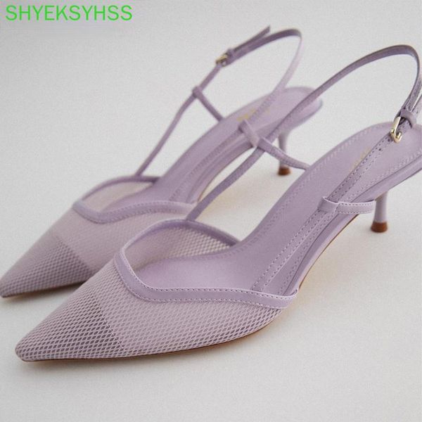 

dress shoes women's light violet mesh cat heel high heels women stiletto, Black