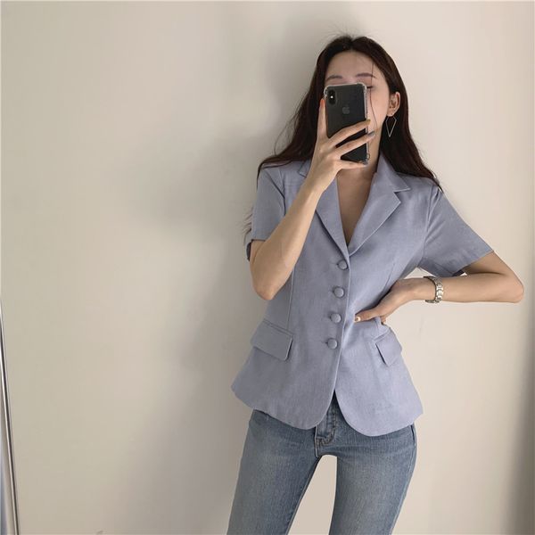 

jacket summer women short sleeve coat turn down collar single breasted solid color ladies work office jacket casual mujer femme mgqu fu3c, Black;brown