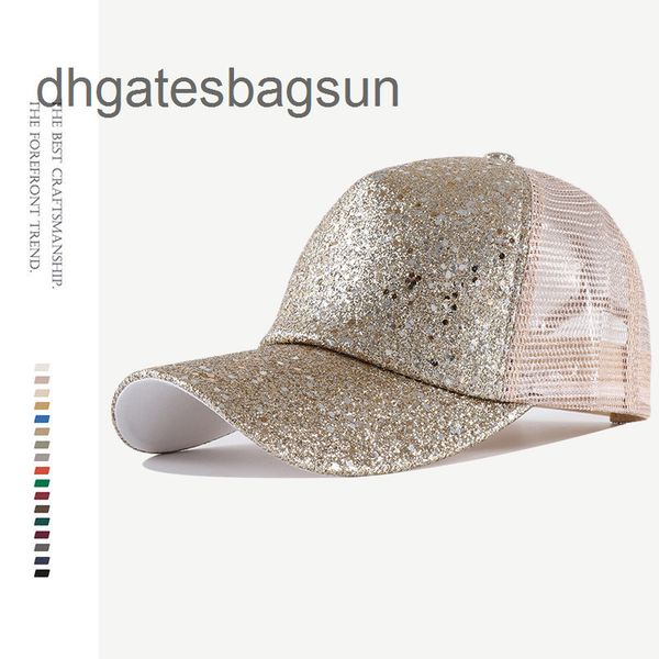 

brand cap and carves fashionable versatile sequin fluorescent baseball hat for women summer sun protection sunshade mesh breathable cap net, Blue;gray