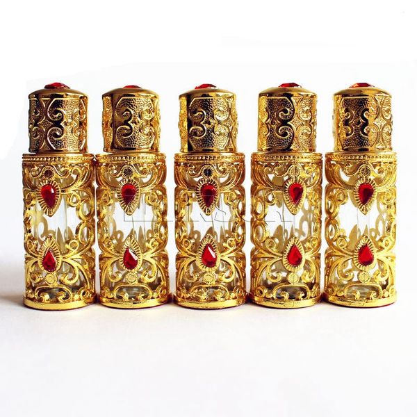 

storage bottles & jars 3ml antiqued metal perfume bottle arabic style essential oils alloy royal glass container wedding decorated gift
