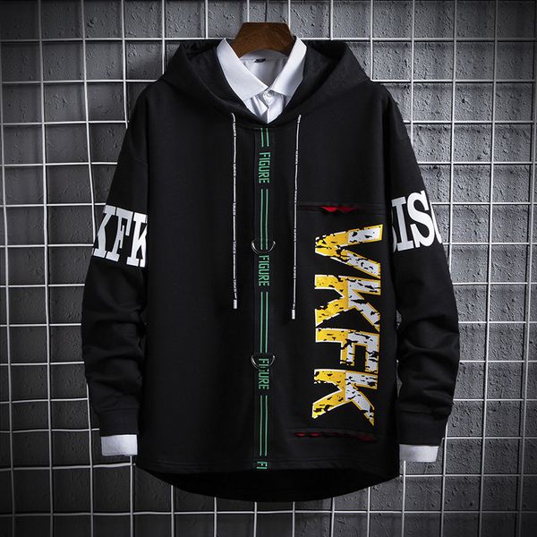 

style fall men's tracksuits hooded loose long sleeve trend casual coat student sweater cover, Gray