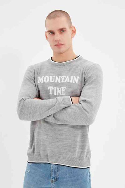

trendyol men 's regular fit cycling collar lettering detailed sweater tmnaw22kz1273, White;black