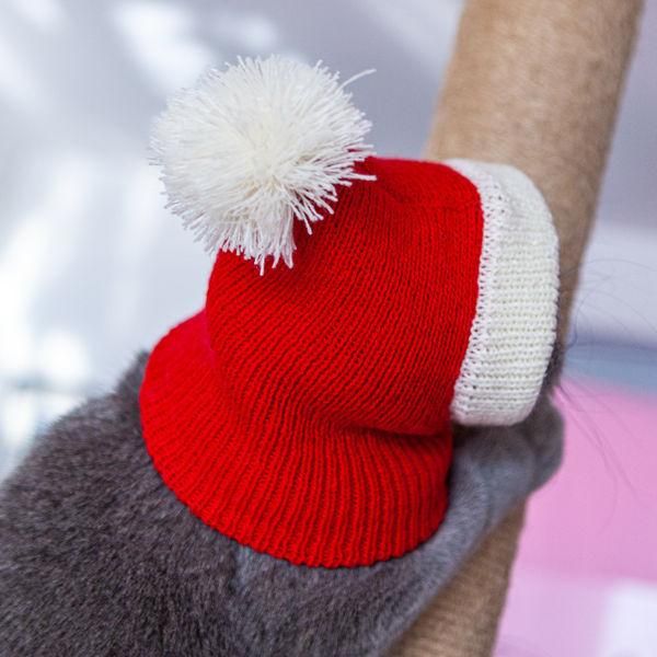 

cat costumes hat year's wear pet dog warm red christmas headdress hand knitted kitten accessories