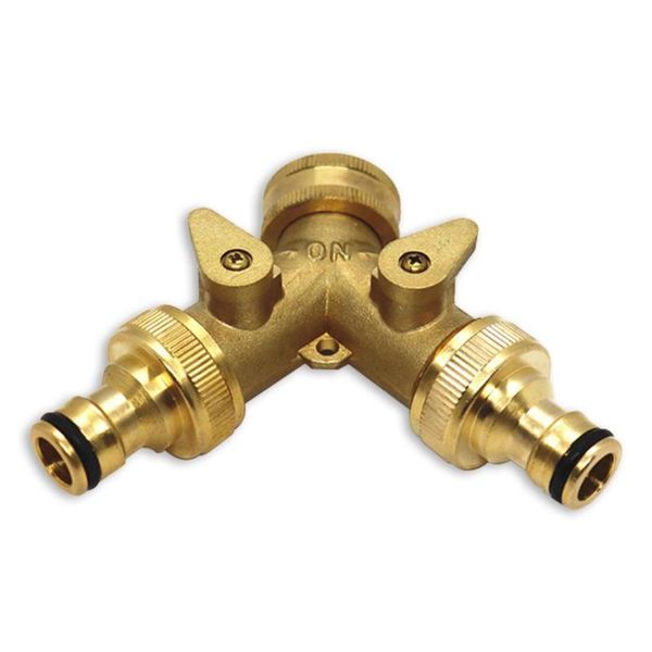 

3/4 inch brass ball valve garden hose connector adapter y shaped 2 way water splitter tap irrigation pipe watering equipments